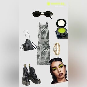 Stylish Black and White Print Dress